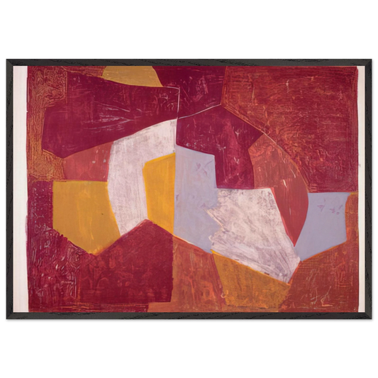 Composition carmin brune jaune et grise - 1956 - Serge Poliakoff 70x100 cm / 28x40 inches Framed Art Print – Black Wooden Frame
