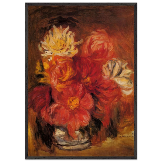 Dahlias N2 - Pierre-Auguste Renoir 70x100 cm / 28x40 inches Framed Art Print – Black Wooden Frame