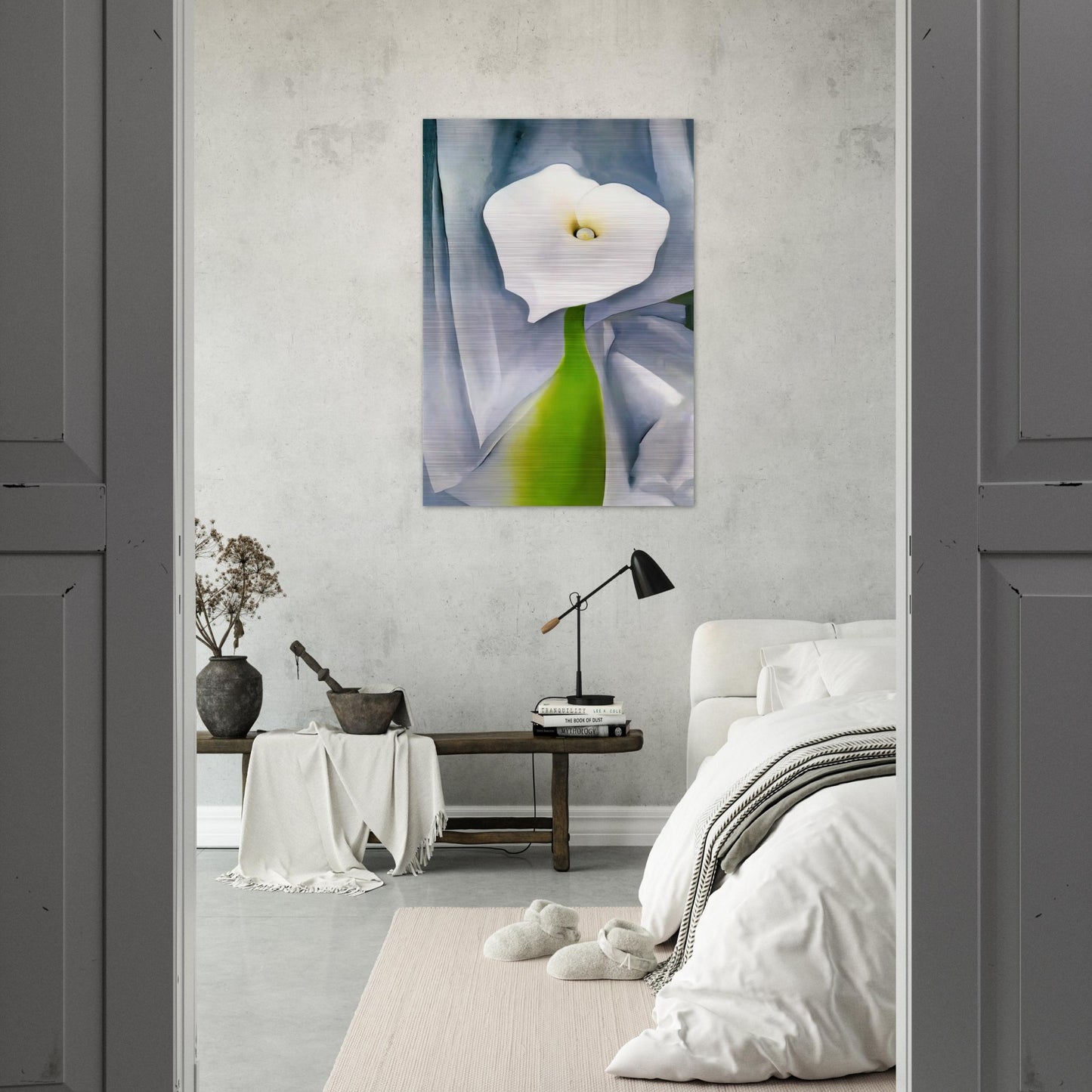 Calla Lily on Grey - Georgia O'Keeffe Brushed Aluminum Print - 70x100 cm / 28x40 inches | Georgia O'Keeffe Aluminum Print | Georgia O'Keeffe Prints