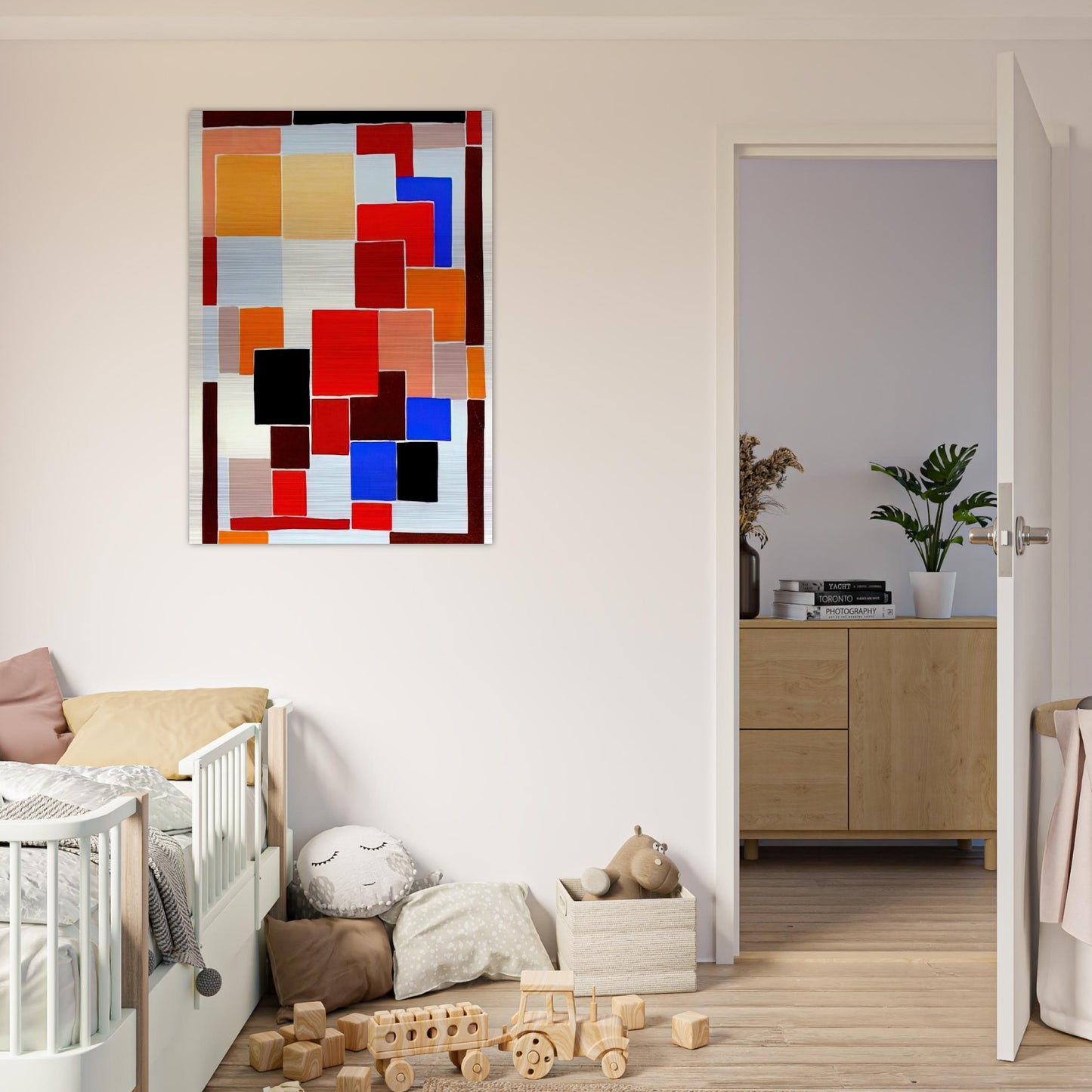 DESIGN IN THE STYLE OF MONDRIAN POSSIBLY FOR A RUG FROM COMPOSITIONS COLOURS IDEAS 1931 - Sonia Delaunay Brushed Aluminum Print - 70x100 cm / 28x40 inches | Sonia Delaunay Aluminum Print | Sonia Delaunay Prints