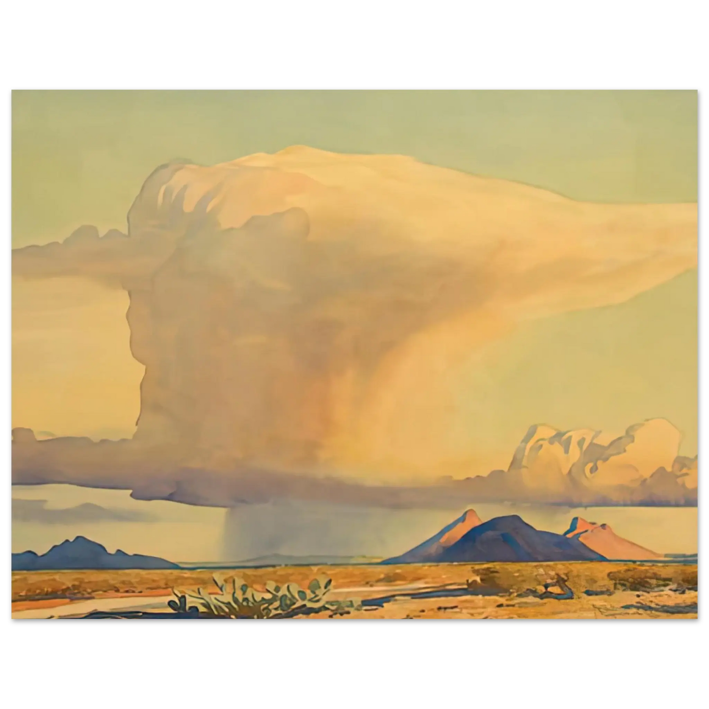 Maynard Dixon - DROUGHT AND DOWNPOUR 1944 Wall art - 27x35 cm / 11x14 Inches - Premium Wooden Framed Poster With Fine Art Paper - Black frame