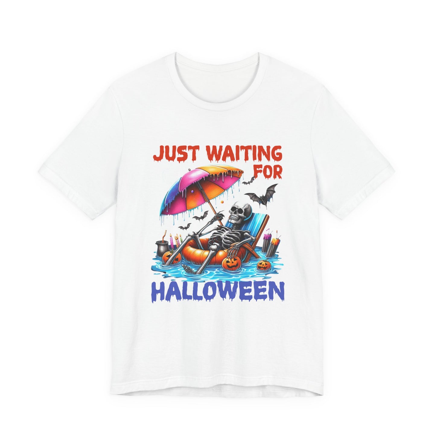 Esqueleto de verano espeluznante esperando a que llegue Halloween