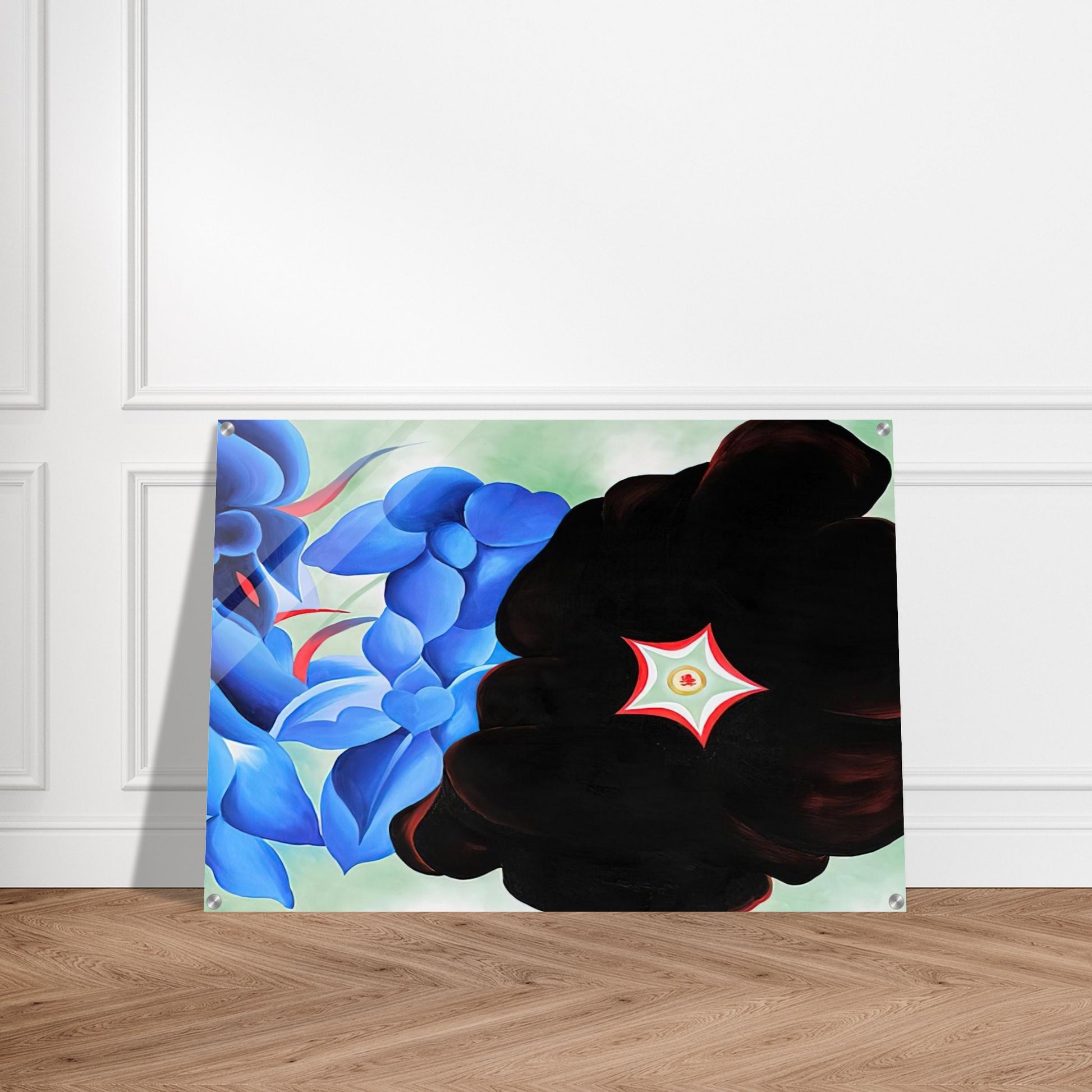 Black Hollyhock - Blue Larkspur - Georgia O'Keeffe Acrylic Print - 70x100 cm / 28x40″ inches