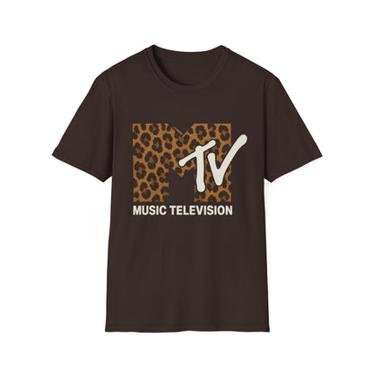 Camiseta gráfica vintage con estampado de guepardo de MTV, camiseta retro de música, televisión, banda de los años 80 y 90, camiseta unisex con estampado animal de rock
