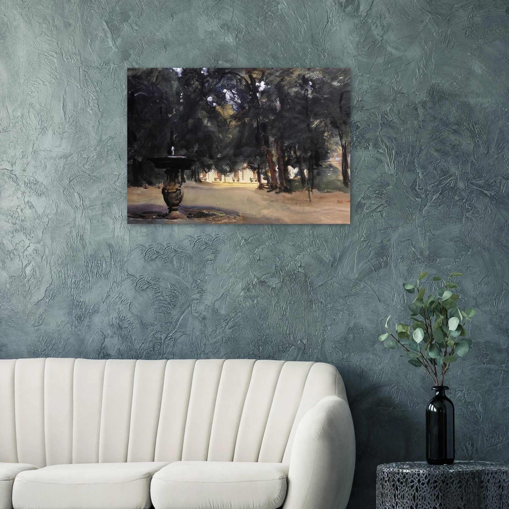 Villa Torlonia Fountain - John Singer Sargent Brushed Aluminum Print - 70x100 cm / 28x40 inches | John Singer Sargent Aluminum Print | John Singer Sargent Prints