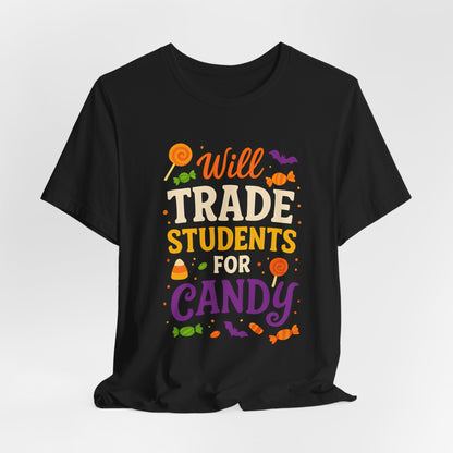 Camiseta con disfraz de profesor para Halloween, intercambiaré estudiantes por dulces.