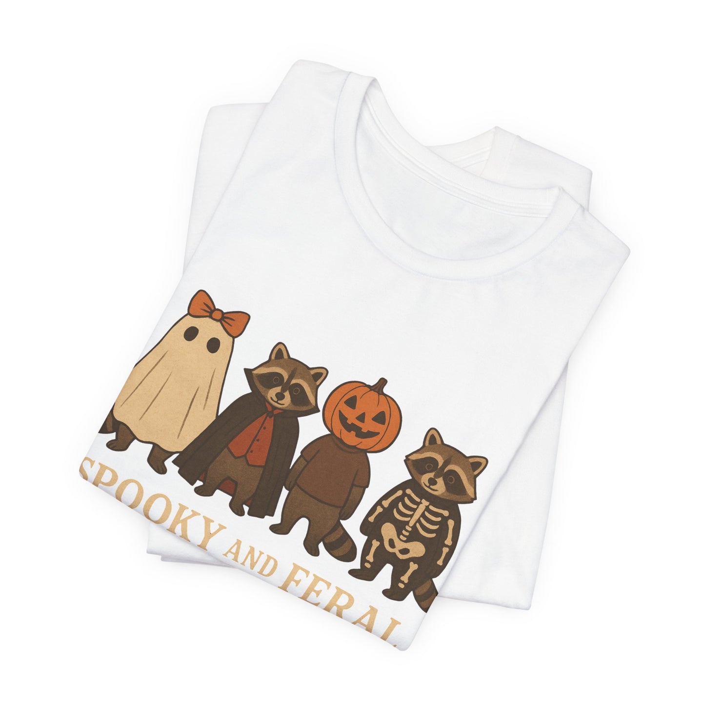 Camiseta de mapache espeluznante, divertida camiseta gráfica de Halloween, bonita camiseta vintage de otoño, moderna camiseta de Halloween para mujer, camiseta de mapache salvaje