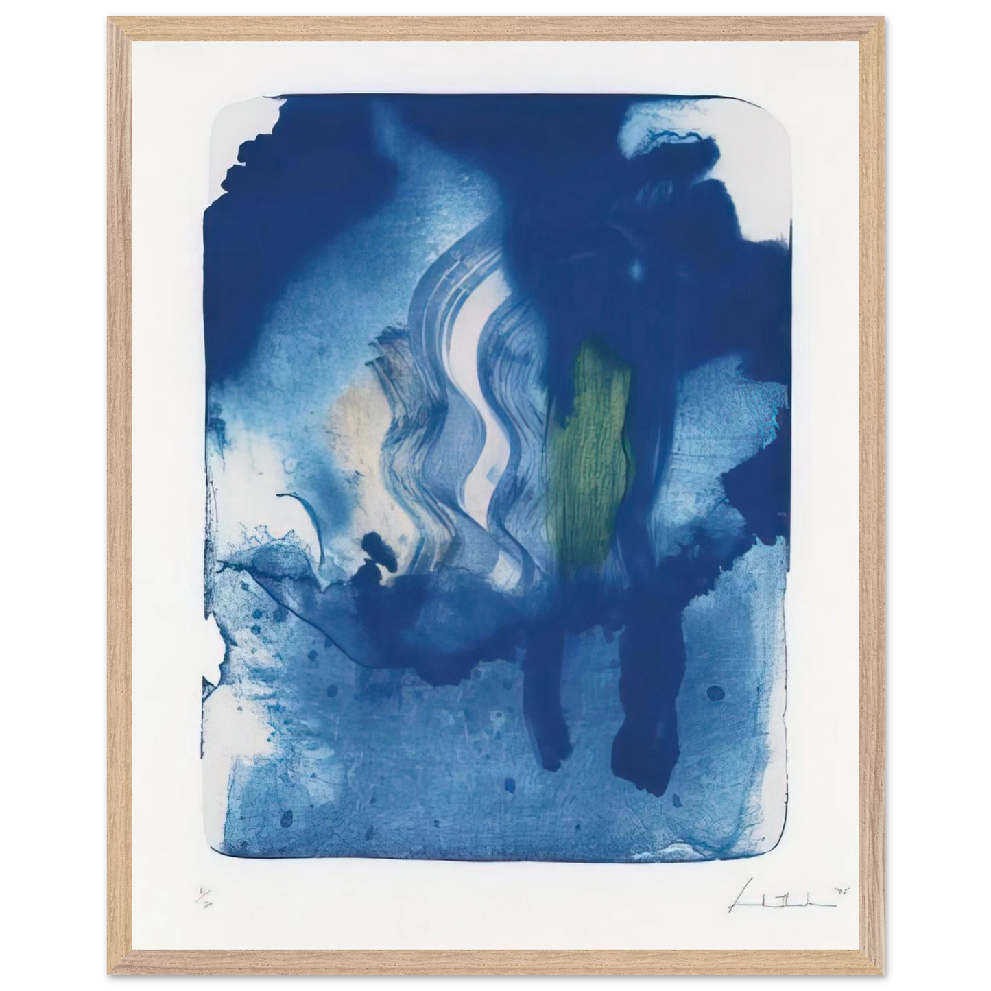 Helen Frankenthaler - Reflections V - 1995 Wall art - 15x20 cm / 6x8 inches - Premium Wooden Framed Poster With Fine Art Paper-canvas - White frame