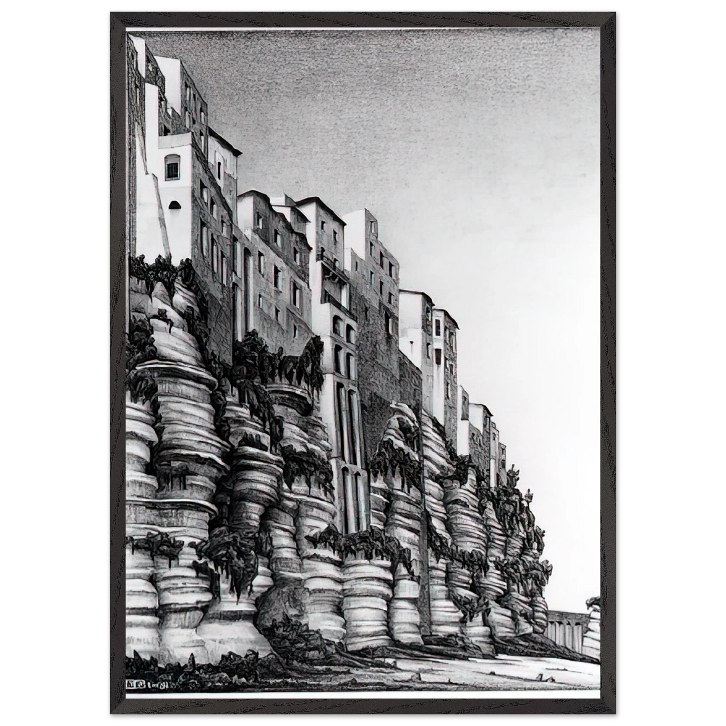 MC Escher - TROPEA CALABRIA Wall art - A2 (42 x 59.4  cm) - Premium Wooden Framed Poster With Fine Art Paper-canvas - Black frame