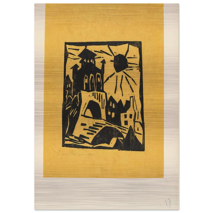 TOWN GATE RIBNITZ DAS TOR RIBNITZ 1918 - Lyonel Feininger Brushed Aluminum Print - 70x100 cm / 28x40 inches | Lyonel Feininger Aluminum Print | Lyonel Feininger Prints
