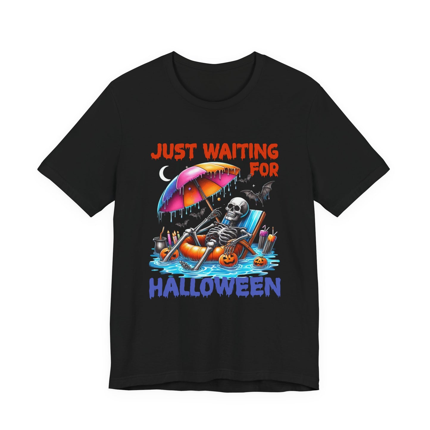 Esqueleto de verano espeluznante esperando a que llegue Halloween
