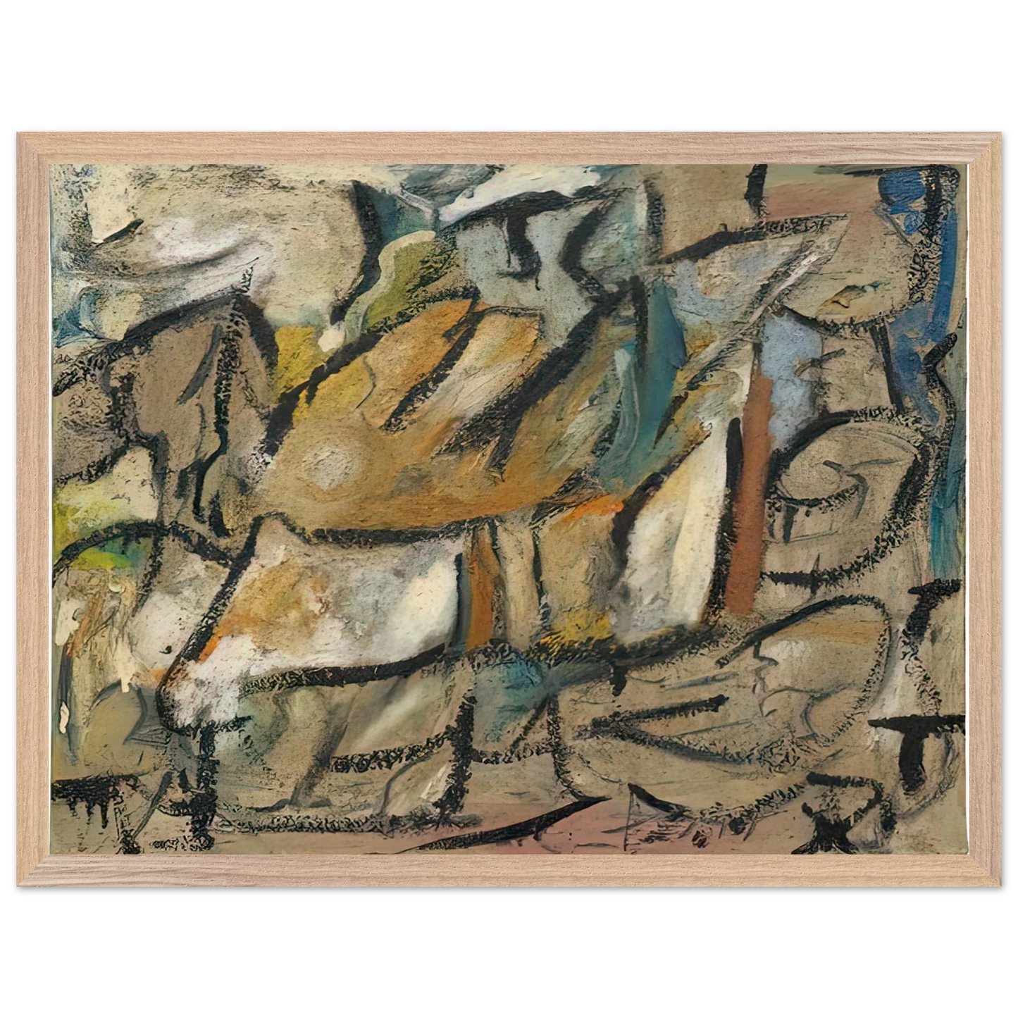 Helen Frankenthaler - August Weather, 1951- Wall Art - 21x29.7 cm / 8x12" - Premium Wooden Framed Poster With Fine Art Paper-canvas - Wood frame