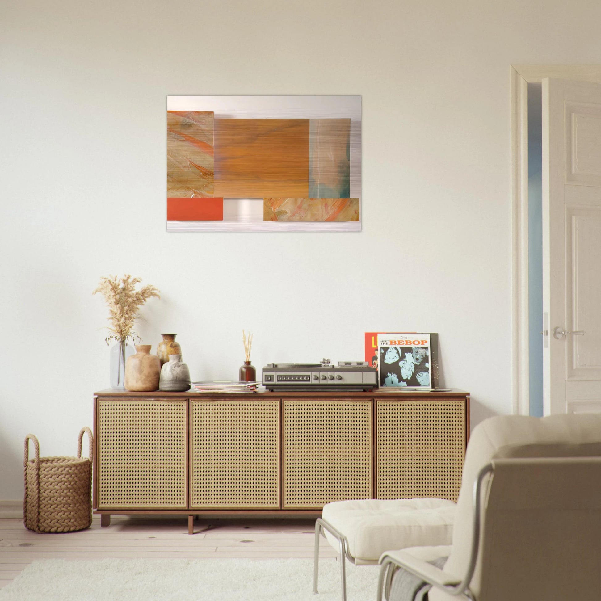 With Orange - Sam Gilliam Brushed Aluminum Print - 70x100 cm / 28x40 inches | Sam Gilliam Aluminum Print | Sam Gilliam Prints