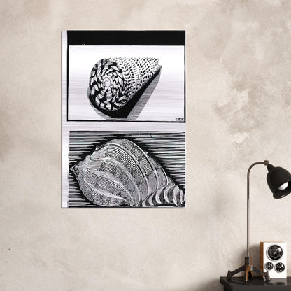 SEA SHELLS - MC Escher Brushed Aluminum Print - 70x100 cm / 28x40 inches | MC Escher Aluminum Print | MC Escher Prints