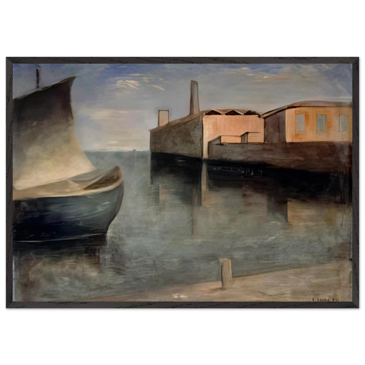 LAGOON 1932 - Carlo Carra 70x100 cm / 28x40 inches Framed Art Print – Black Wooden Frame