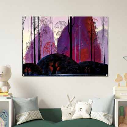 Mauve, Red and Purple - Eyvind Earle Acrylic Print - 70x100 cm / 28x40″ inches