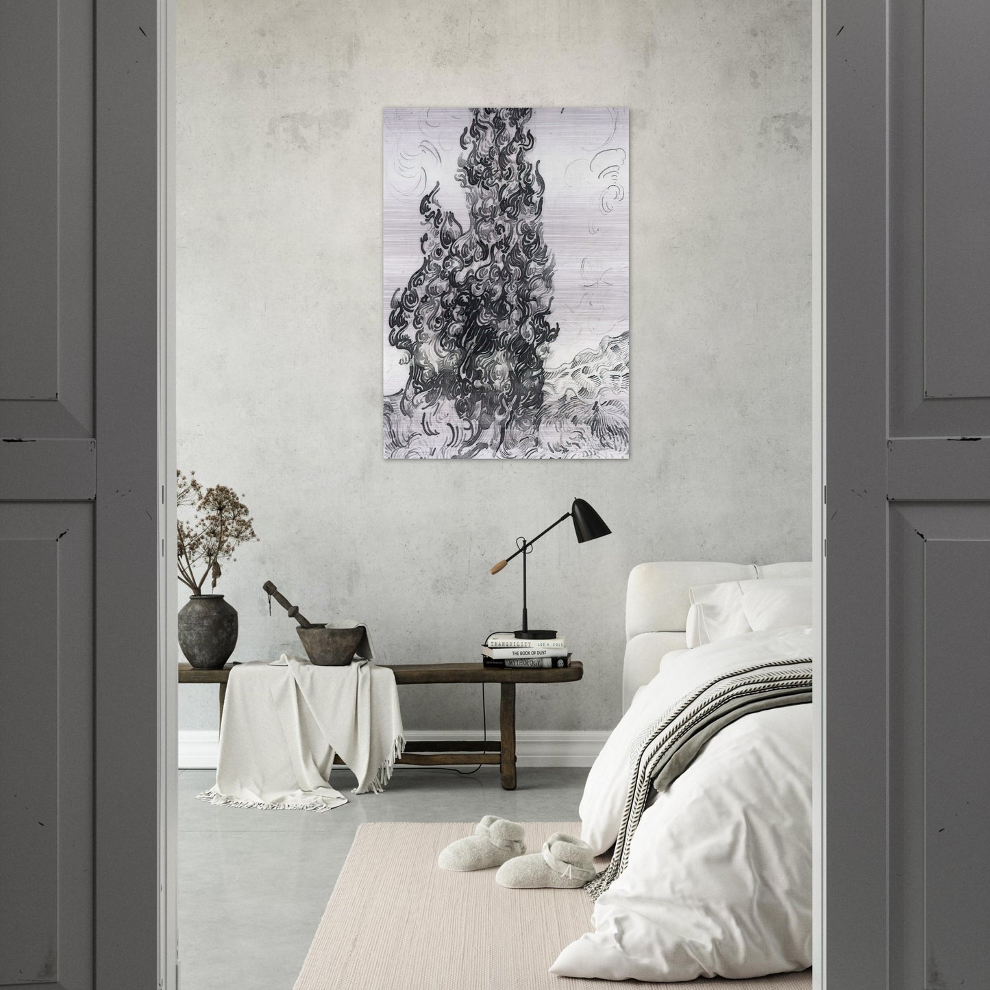 Cypresses - Vincent van Gogh Brushed Aluminum Print - 70x100 cm / 28x40 inches | Vincent van Gogh Aluminum Print | Vincent van Gogh Prints