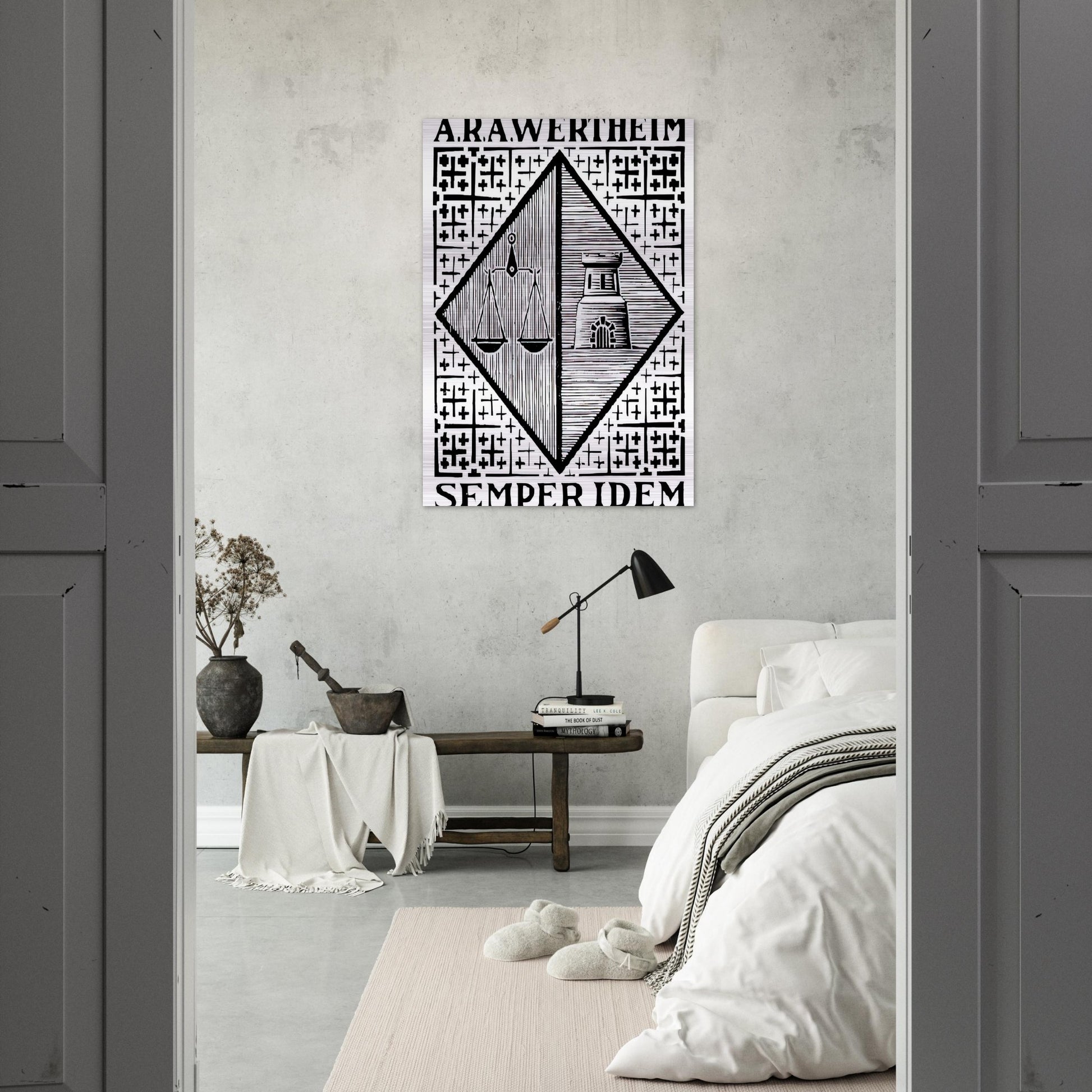 BOOKPLATE A R A WERTHEIM - MC Escher Brushed Aluminum Print - 70x100 cm / 28x40 inches | MC Escher Aluminum Print | MC Escher Prints