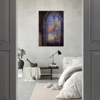 STAINED GLASS WINDOW THE MYSTERIOUS GARDEN - Odilon Redon Brushed Aluminum Print - 70x100 cm / 28x40 inches | Odilon Redon Aluminum Print | Odilon Redon Prints