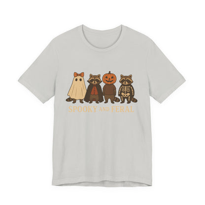 Camiseta de mapache espeluznante, divertida camiseta gráfica de Halloween, bonita camiseta vintage de otoño, moderna camiseta de Halloween para mujer, camiseta de mapache salvaje
