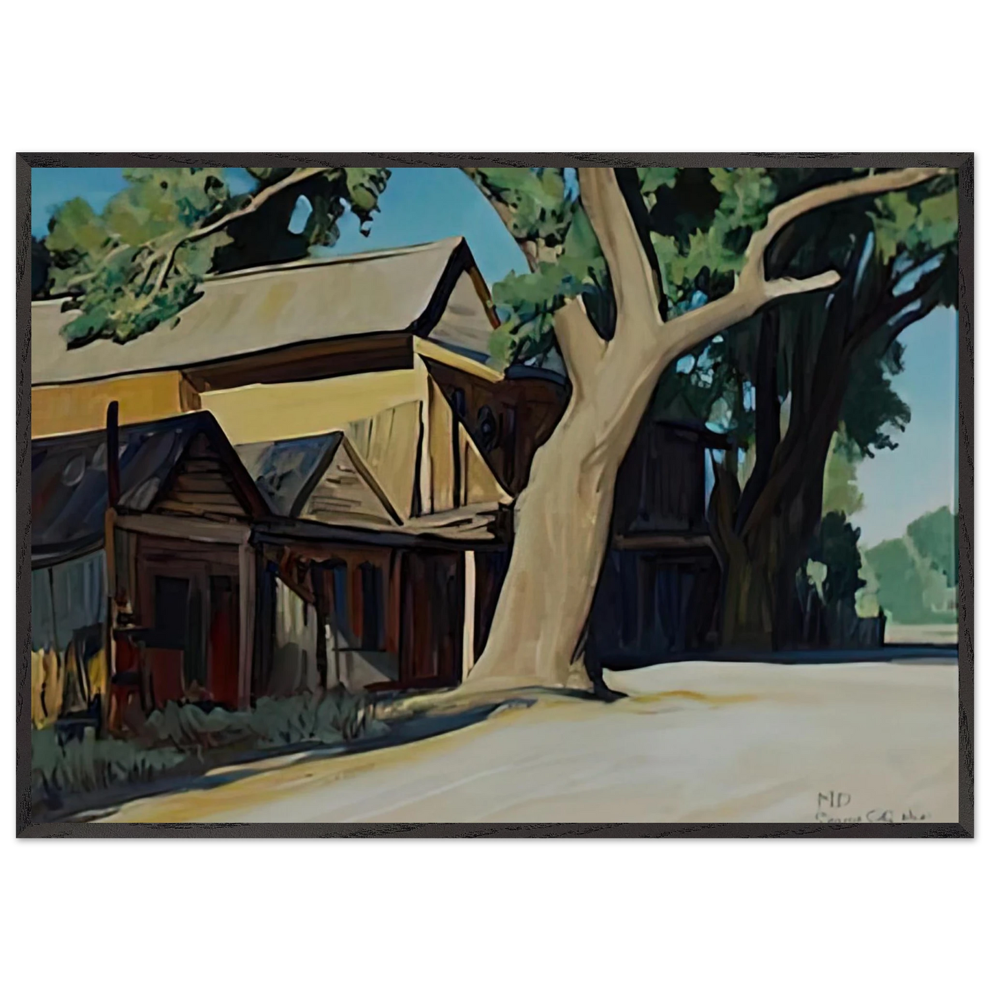 Maynard Dixon - OLD CHINATOWN CARSON CITY NEVADA 1937 Wall art - A1 (59.4 x 84.1  cm) - Premium Wooden Framed Poster With Fine Art Paper-canvas - Wood frame