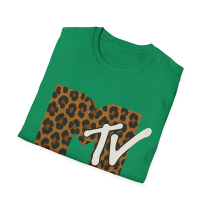 Camiseta gráfica vintage con estampado de guepardo de MTV, camiseta retro de música, televisión, banda de los años 80 y 90, camiseta unisex con estampado animal de rock