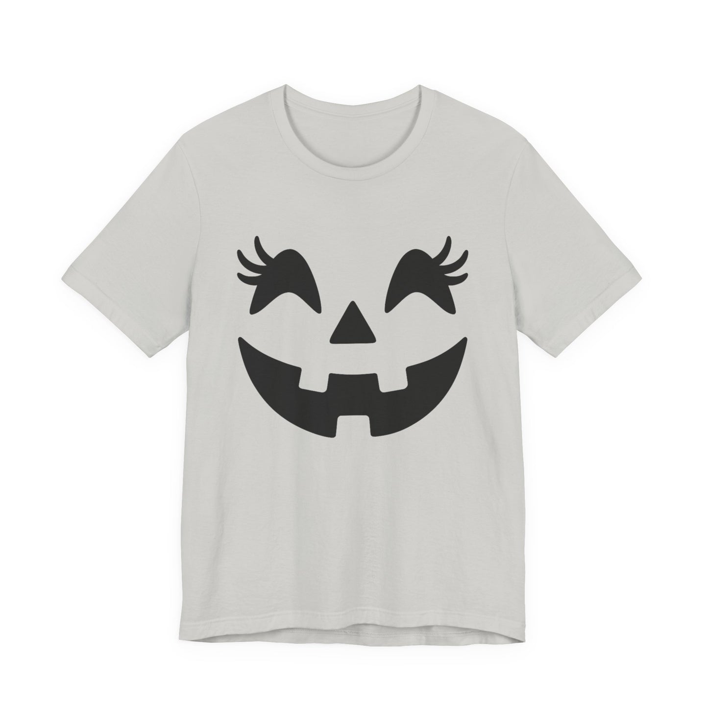 Camiseta de Halloween para mujer y niña con cara de Jack O'Lantern y pestañas de calabaza