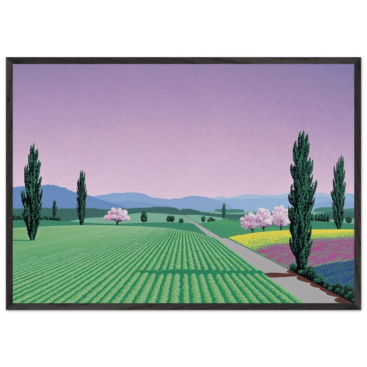 Farmlands - Hiroshi Nagai 70x100 cm / 28x40 inches Framed Art Print – Black Wooden Frame