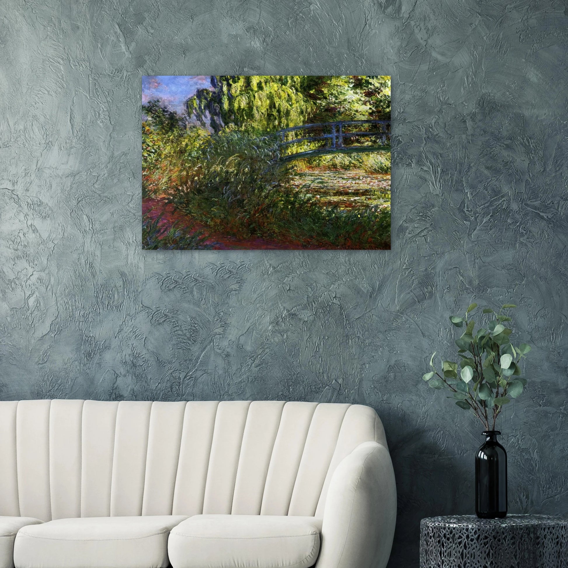 The Japanese Bridge The Water-Lily Pond and Path by the Water - claude monet Brushed Aluminum Print - 70x100 cm / 28x40 inches | claude monet Aluminum Print | claude monet Prints