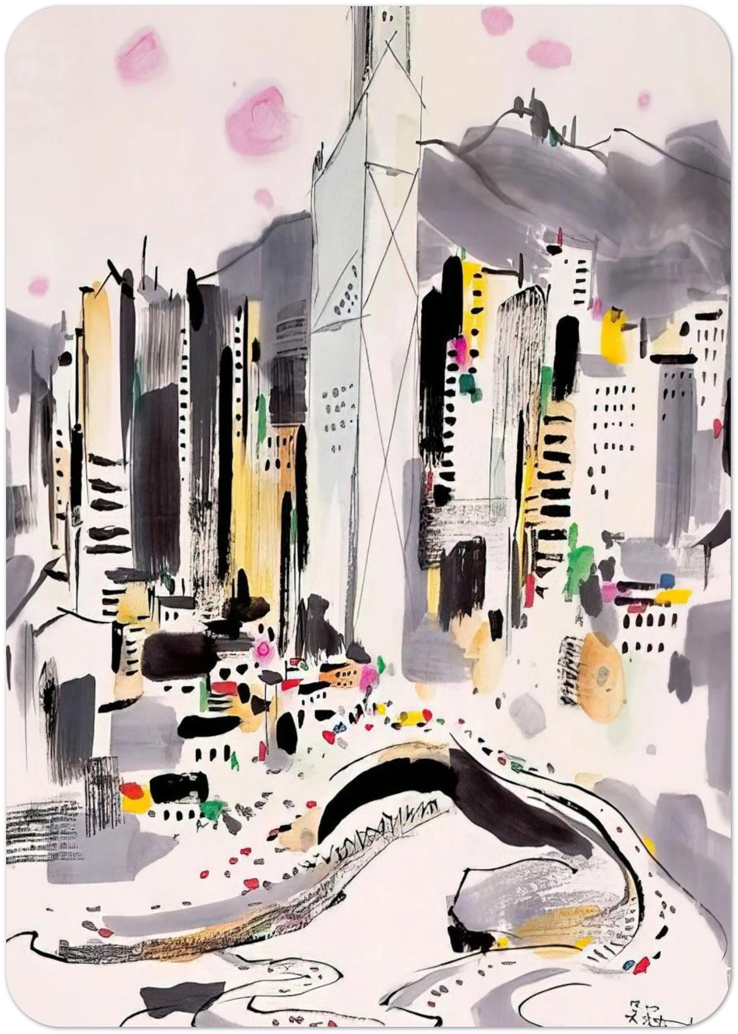 Hong Kong - 1997 By Wu Guanzhong Pack of 10 Post Cards | Wu Guanzhong Post Cards | A6 (10.5 x 14.8 cm) - 4.1 x 5.8 inches
