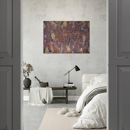 Possum Dreaming - 1994 - Clifford Possum Tjapaltjarri Brushed Aluminum Print - 70x100 cm / 28x40 inches | Clifford Possum Tjapaltjarri Aluminum Print | Clifford Possum Tjapaltjarri Prints