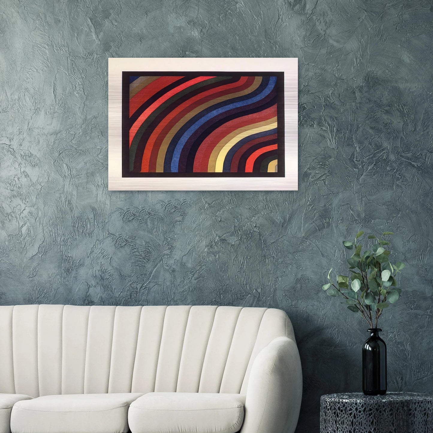 Two Centimeter Wavy Bands in Colors - Sol LeWitt Brushed Aluminum Print - 70x100 cm / 28x40 inches | Sol LeWitt Aluminum Print | Sol LeWitt Prints