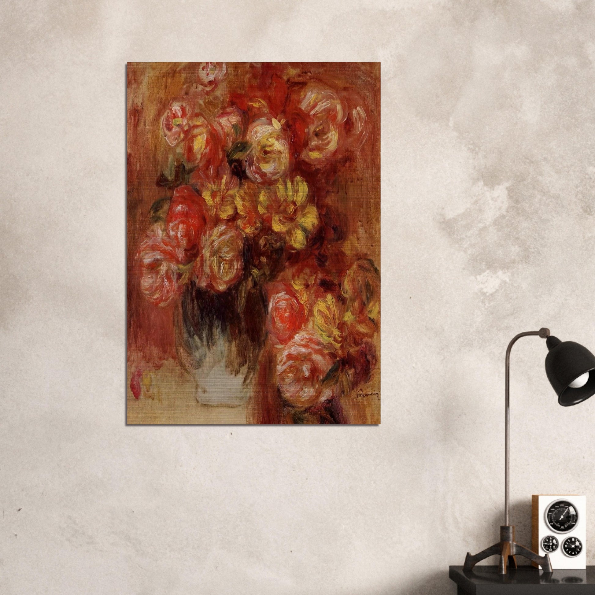 Vase of Roses - Pierre-Auguste Renoir Brushed Aluminum Print - 70x100 cm / 28x40 inches | Pierre-Auguste Renoir Aluminum Print | Pierre-Auguste Renoir Prints