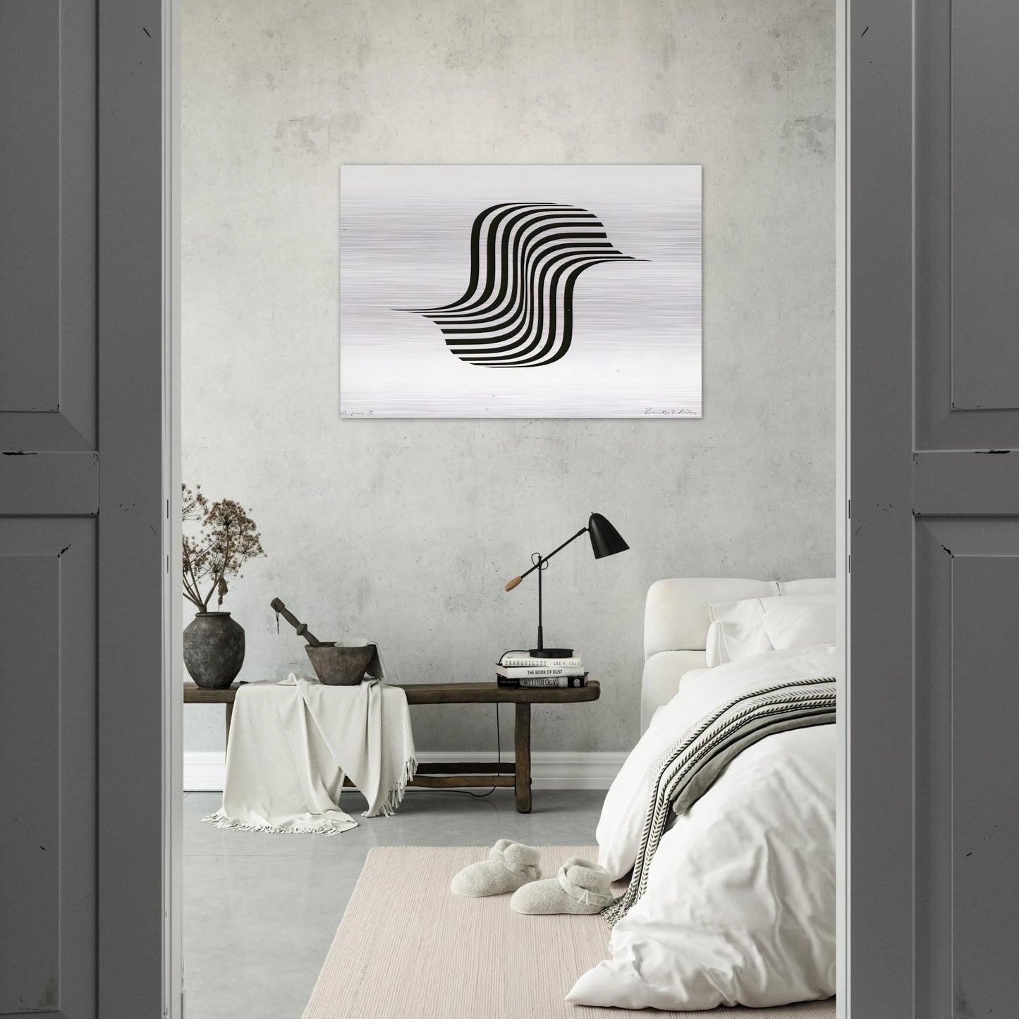 UNTITLED WINGED CURVE 1966 - Bridget Riley Brushed Aluminum Print - 70x100 cm / 28x40 inches | Bridget Riley Aluminum Print | Bridget Riley Prints