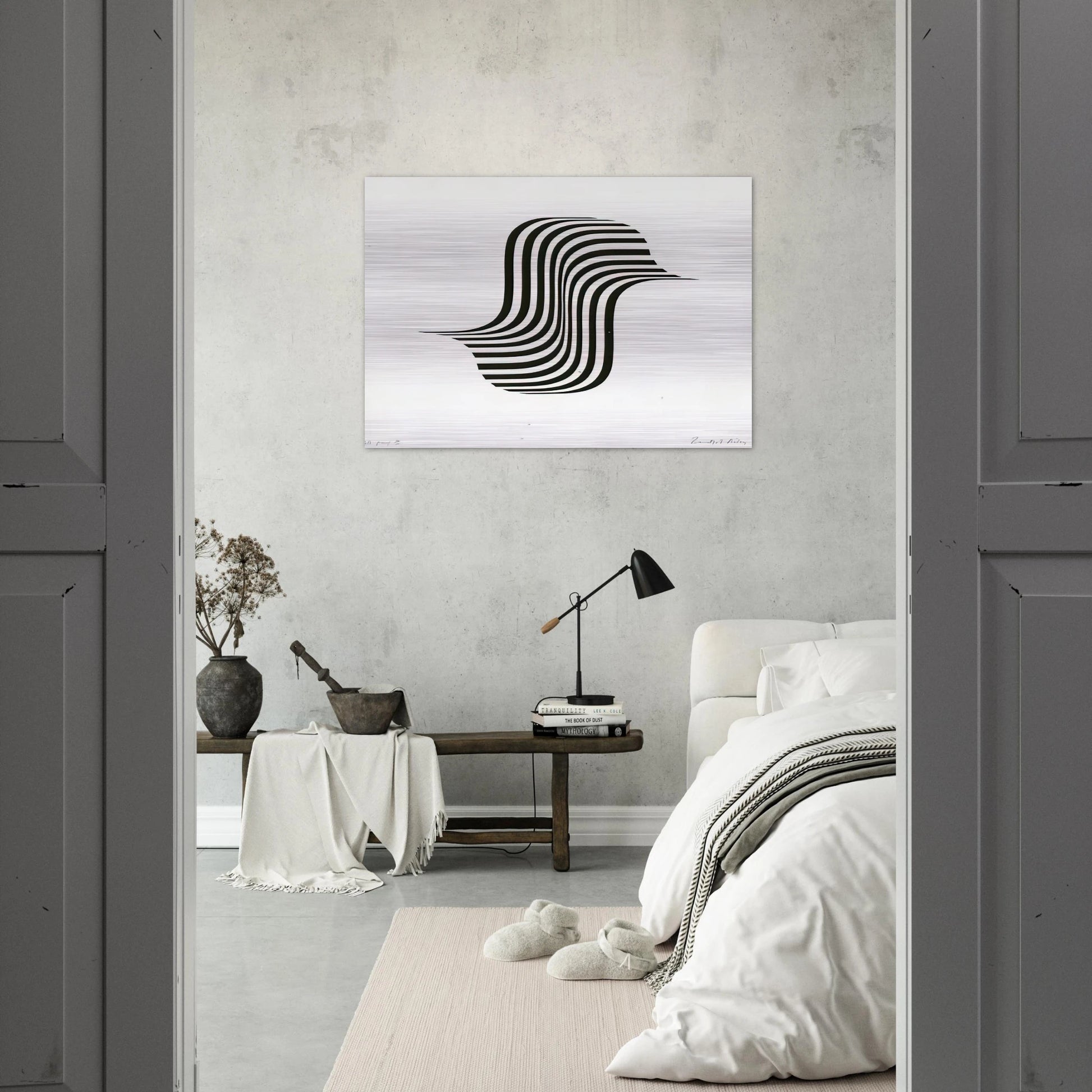 UNTITLED WINGED CURVE 1966 - Bridget Riley Brushed Aluminum Print - 70x100 cm / 28x40 inches | Bridget Riley Aluminum Print | Bridget Riley Prints
