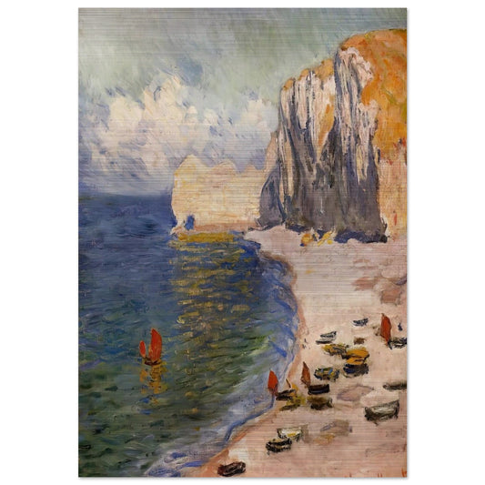 The Beach and the Falaise d'Amont - claude monet Brushed Aluminum Print - 70x100 cm / 28x40 inches | claude monet Aluminum Print | claude monet Prints