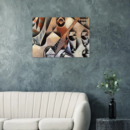 GUITAR AND GLASSES BANJO AND GLASSES 1912 - Juan Gris Brushed Aluminum Print - 70x100 cm / 28x40 inches | Juan Gris Aluminum Print | Juan Gris Prints