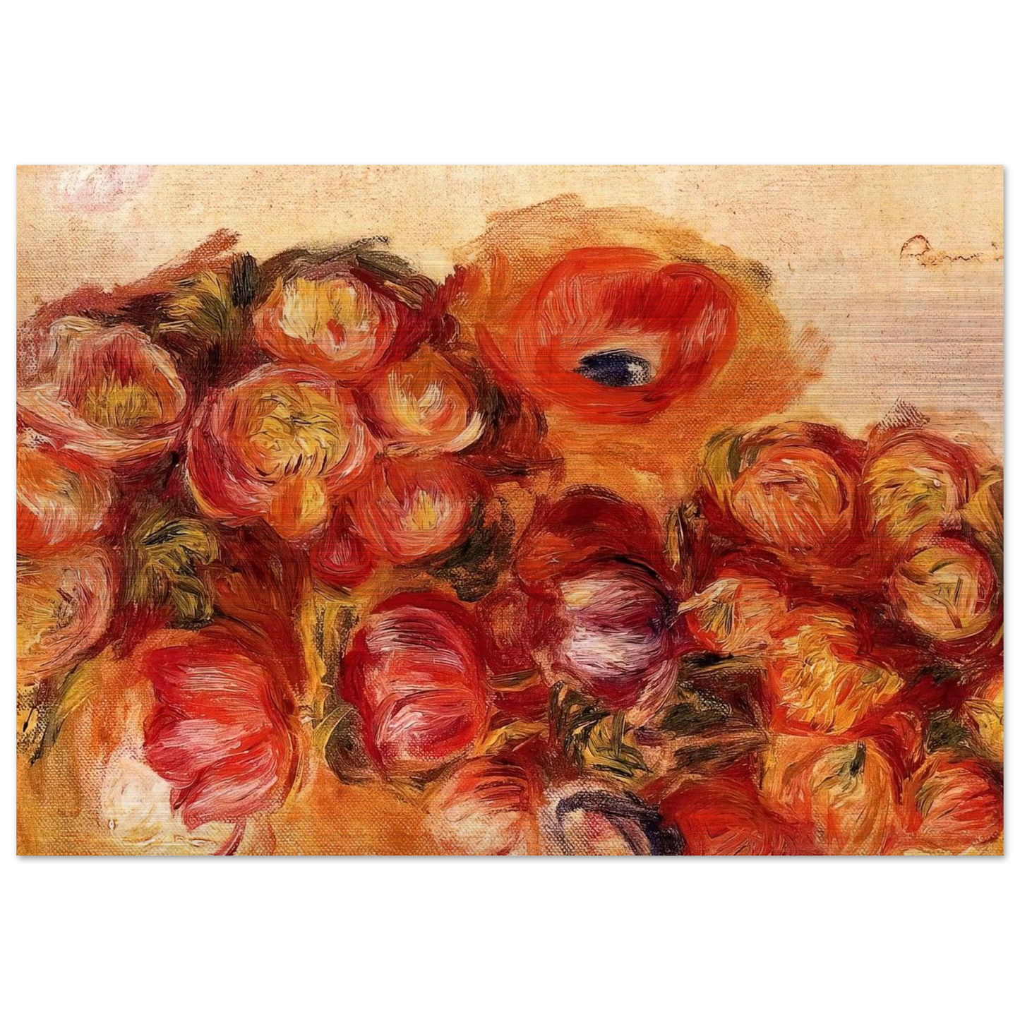 Study of Flowers Anemones and Tulips - Pierre-Auguste Renoir Brushed Aluminum Print - 70x100 cm / 28x40 inches | Pierre-Auguste Renoir Aluminum Print | Pierre-Auguste Renoir Prints
