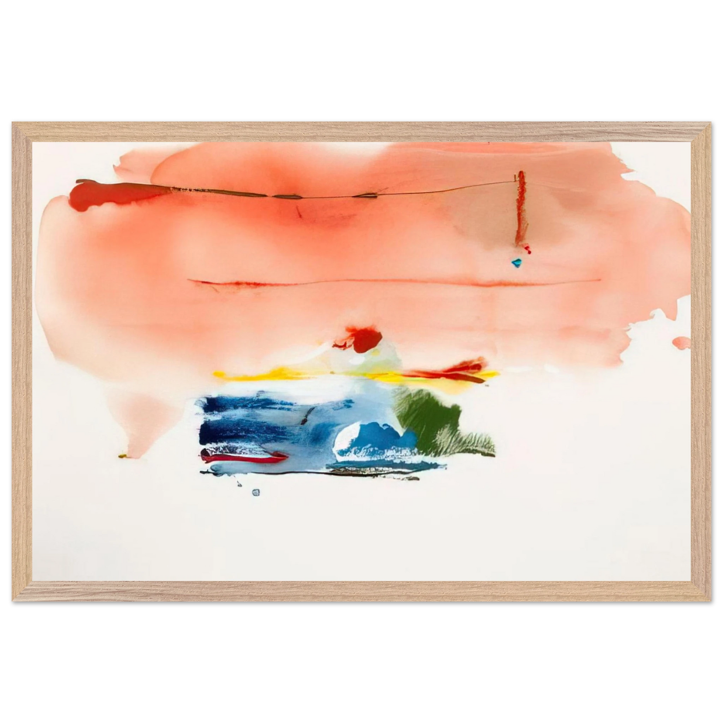 Helen Frankenthaler - Santa Fe II - 1986 Wall art - 28x43  cm / XL (11x17 inches) - Premium Wooden Framed Poster With Fine Art Paper-canvas - Wood frame