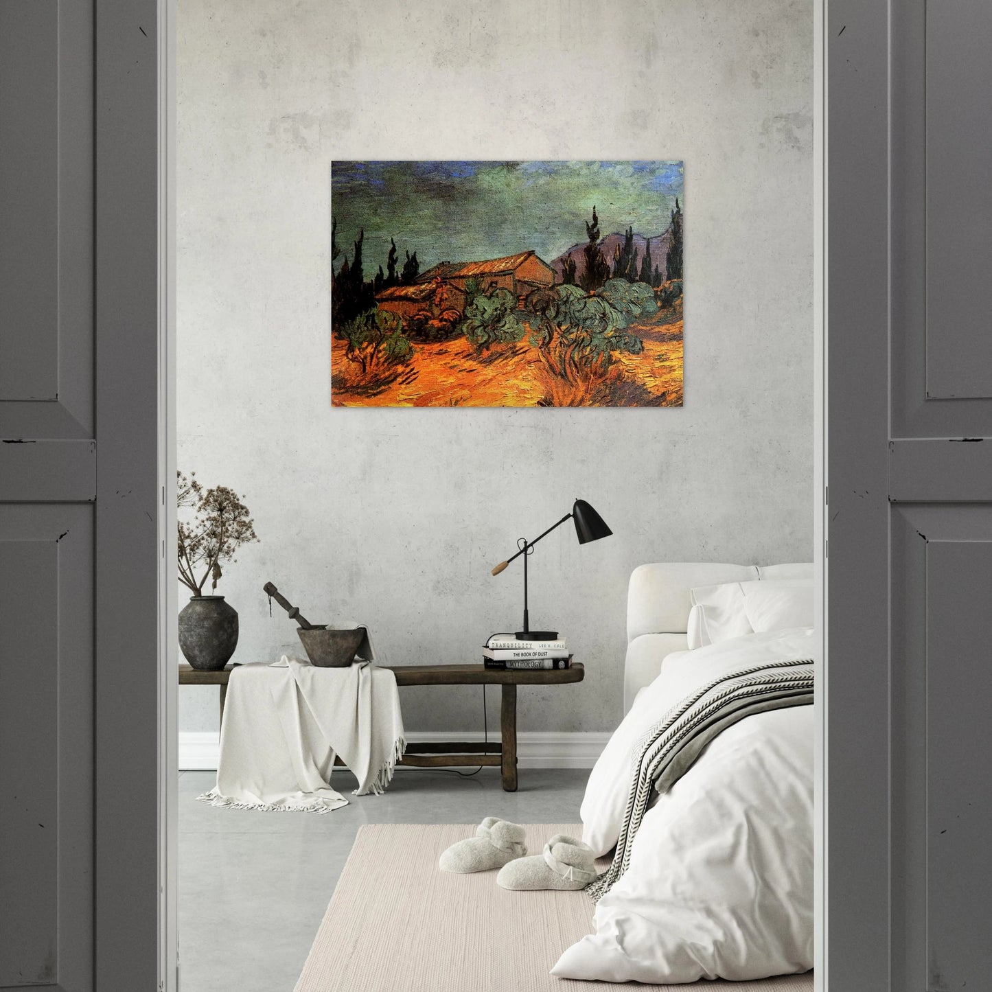 Wooden Sheds - Vincent van Gogh Brushed Aluminum Print - 70x100 cm / 28x40 inches | Vincent van Gogh Aluminum Print | Vincent van Gogh Prints