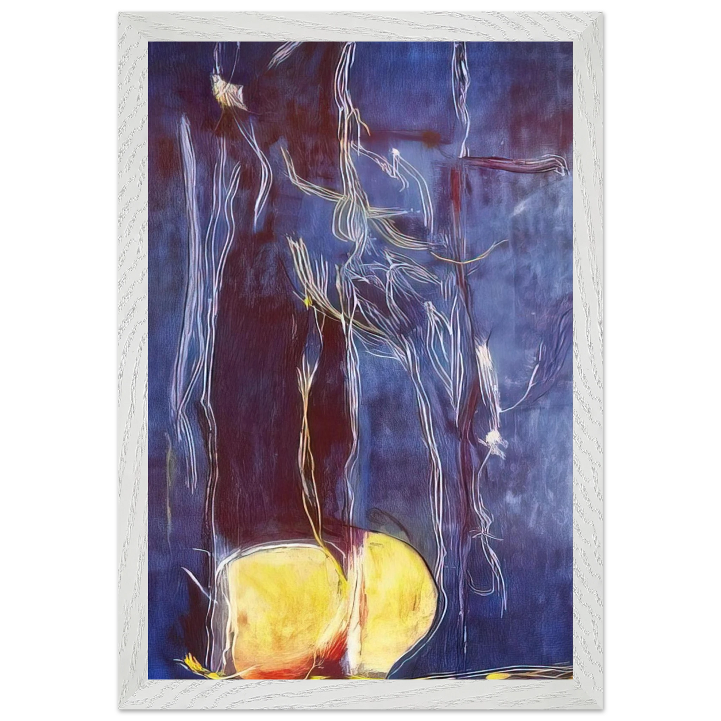 Helen Frankenthaler - All About Blue - 1994 Wall art - 28x43  cm / XL (11x17 inches) - Premium Wooden Framed Poster With Fine Art Paper-canvas - Wood frame