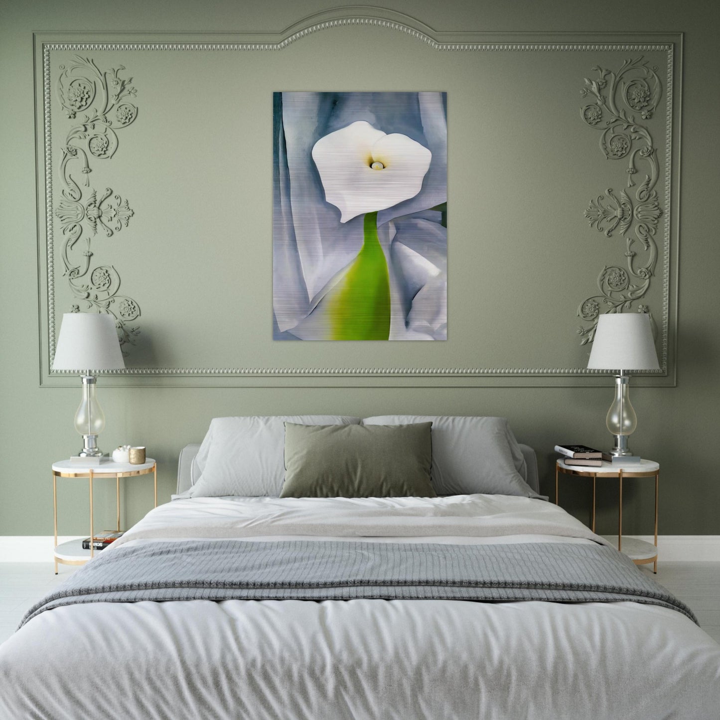 Calla Lily on Grey - Georgia O'Keeffe Brushed Aluminum Print - 70x100 cm / 28x40 inches | Georgia O'Keeffe Aluminum Print | Georgia O'Keeffe Prints