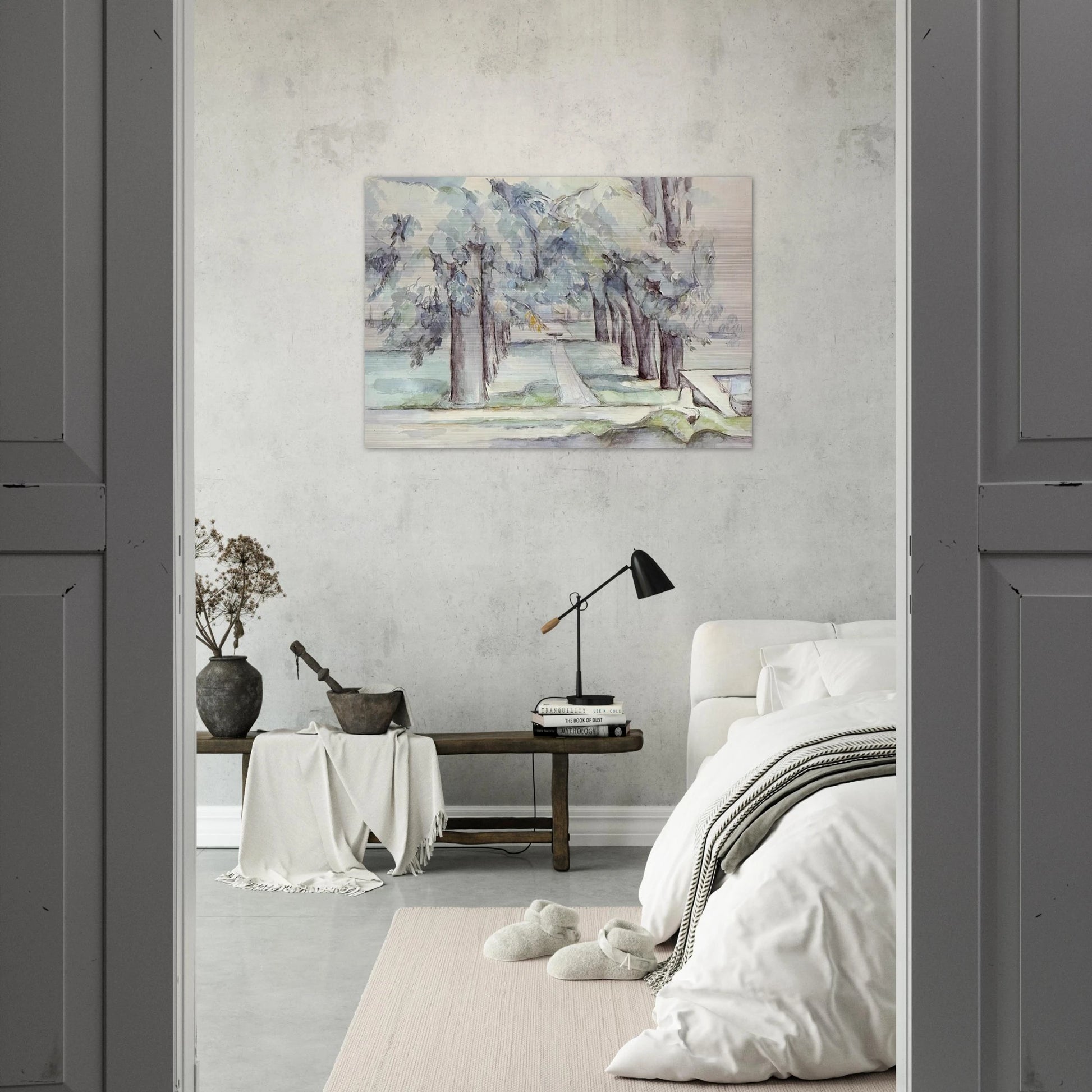 Pool and Lane of Chestnut Trees at Jas de Bouffan - Paul Cézanne Brushed Aluminum Print - 70x100 cm / 28x40 inches | Paul Cézanne Aluminum Print | Paul Cézanne Prints