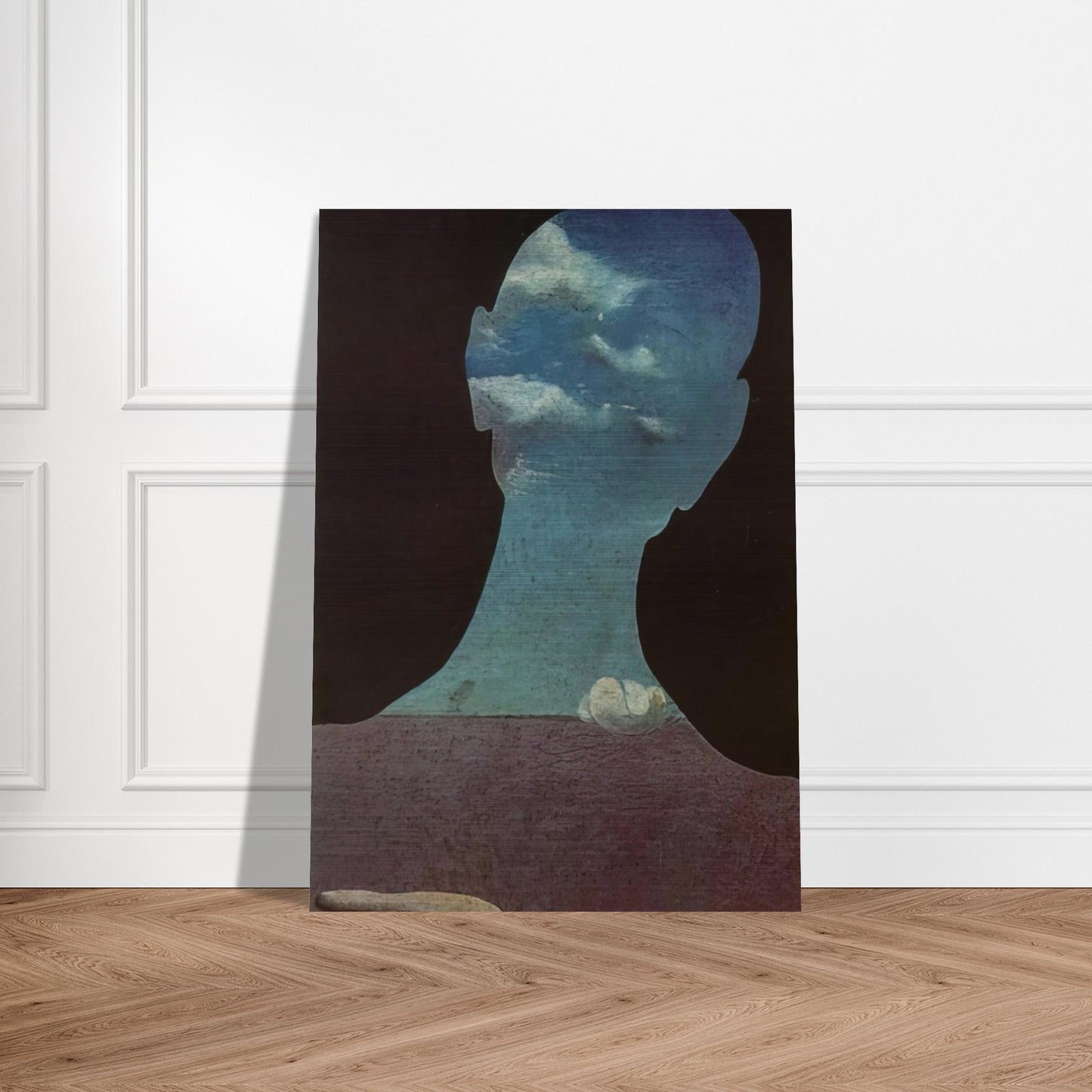 MAN WITH HIS HEAD FULL OF CLOUDS - Salvador Dali Brushed Aluminum Print - 70x100 cm / 28x40 inches | Salvador Dali Aluminum Print | Salvador Dali Prints