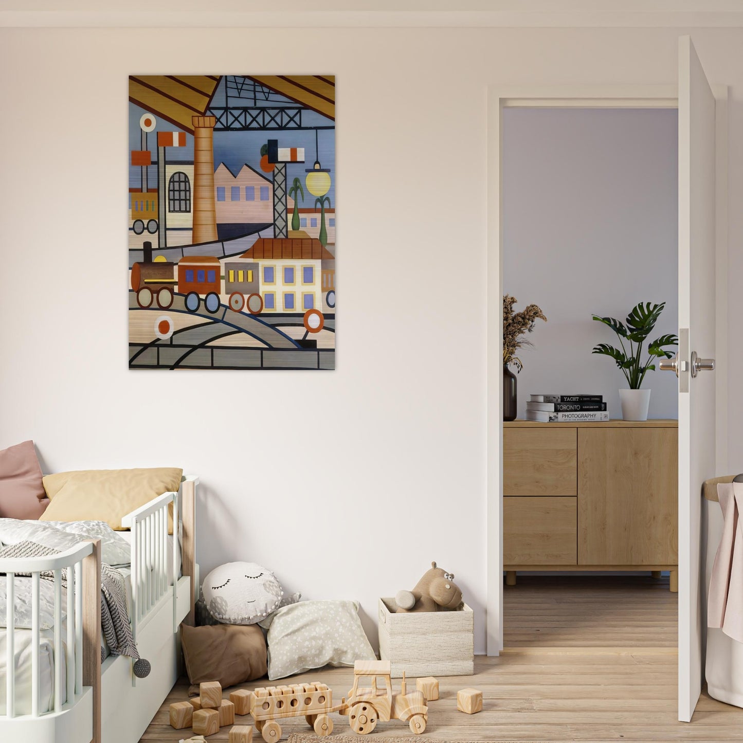 A Gare - Tarsila do Amaral Brushed Aluminum Print - 70x100 cm / 28x40 inches | Tarsila do Amaral Aluminum Print | Tarsila do Amaral Prints
