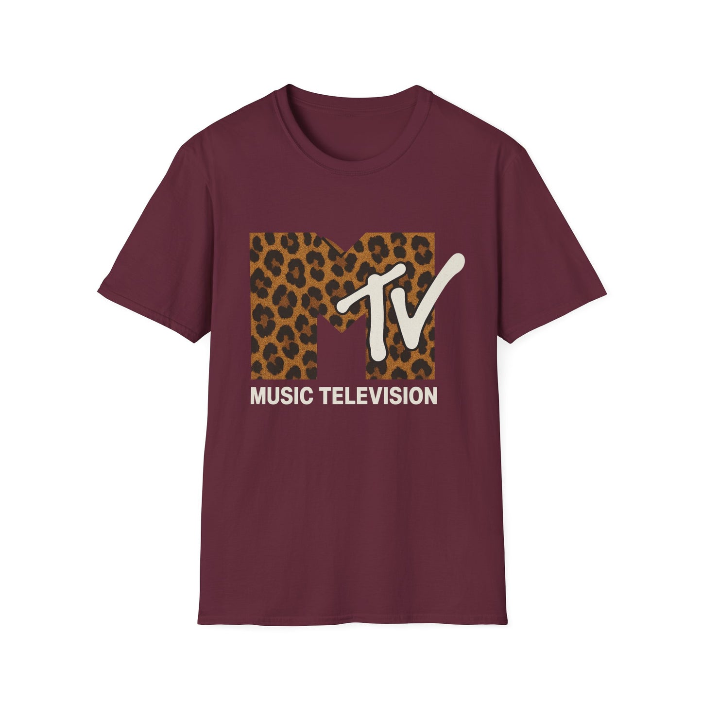 Camiseta gráfica vintage con estampado de guepardo de MTV, camiseta retro de música, televisión, banda de los años 80 y 90, camiseta unisex con estampado animal de rock