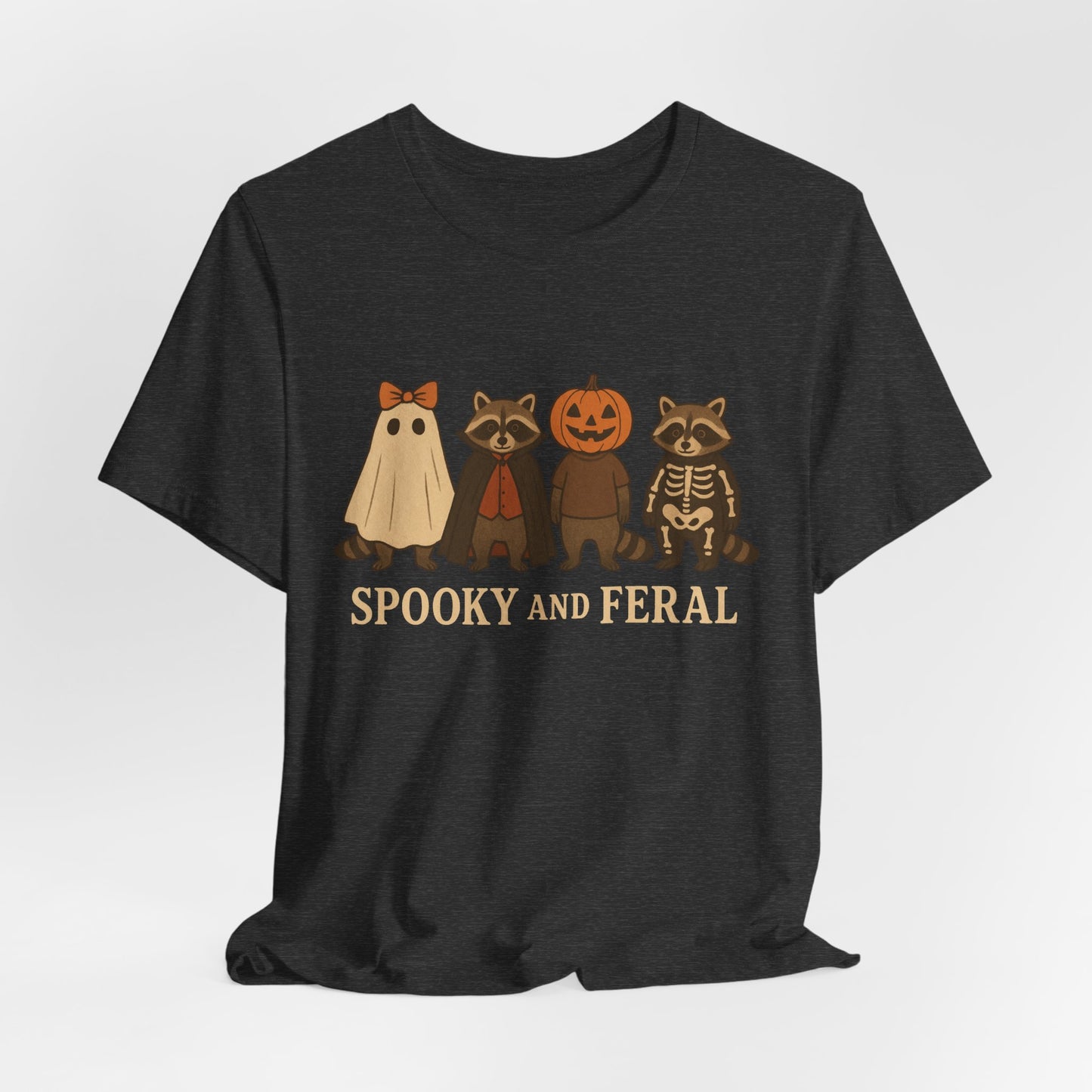Camiseta de mapache espeluznante, divertida camiseta gráfica de Halloween, bonita camiseta vintage de otoño, moderna camiseta de Halloween para mujer, camiseta de mapache salvaje