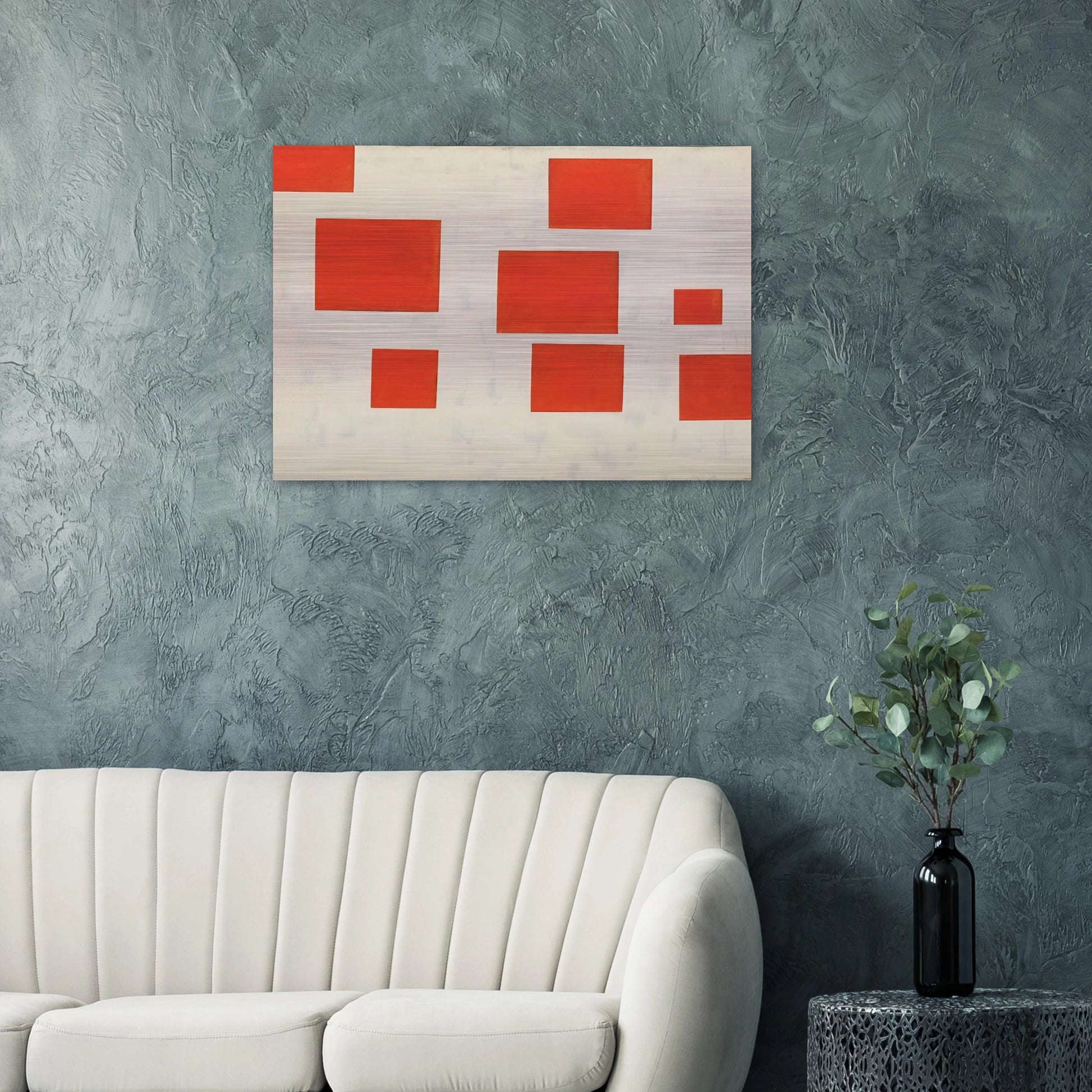 Komposition mit 8 roten Rechtecken Composition with 8 Red Rectangles - 1964 - Blinky Palermo Brushed Aluminum Print - 70x100 cm / 28x40 inches | Blinky Palermo Aluminum Print | Blinky Palermo Prints