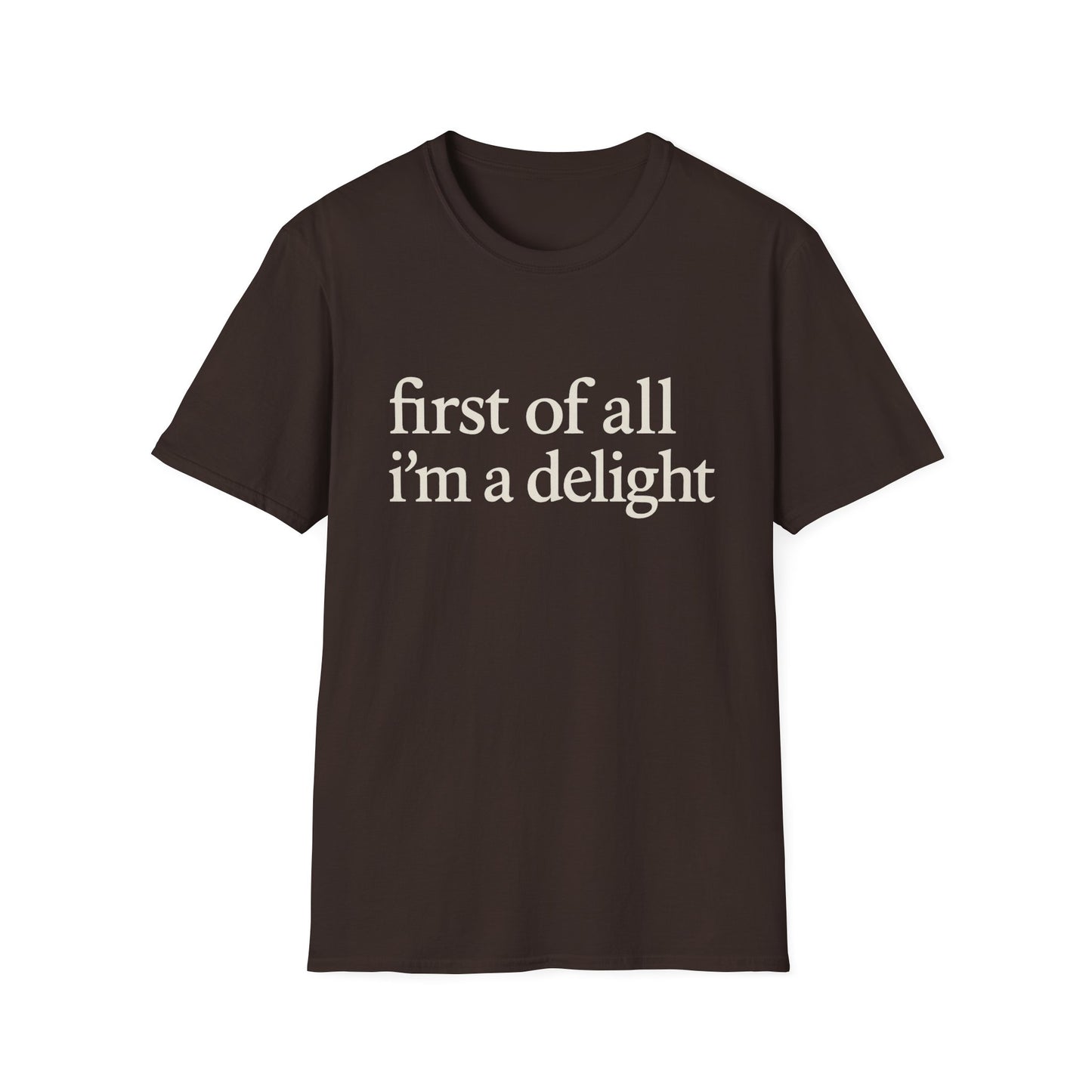 Camiseta "Primero que nada soy un deleite", camiseta con cita divertida para mujer, camiseta con frase atrevida, regalo gráfico ingenioso para la mejor amiga