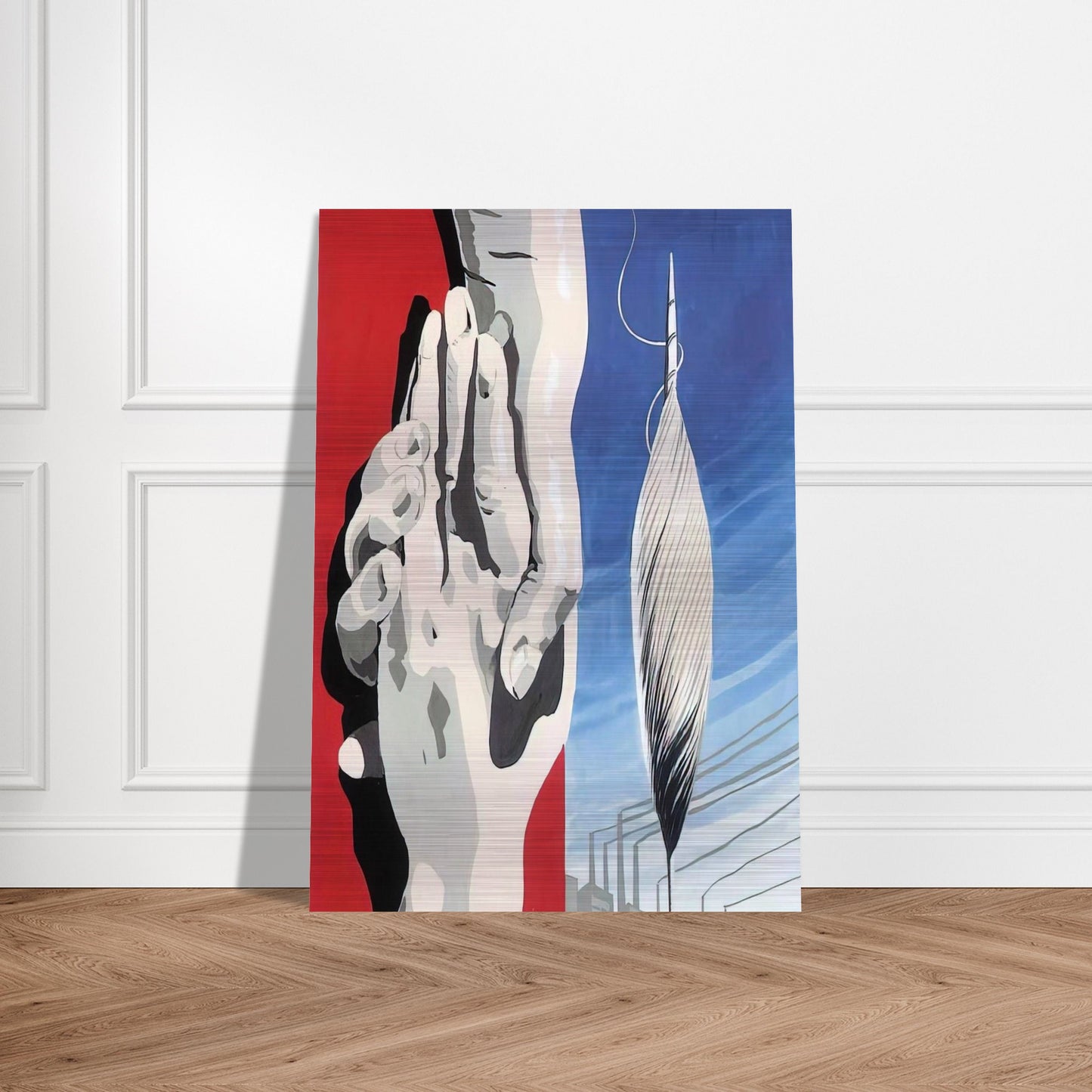 PROJECT OF POSTER THE CENTER OF TEXTILE WORKERS IN BELGIUM 1938 1 - Rene Magritte Brushed Aluminum Print - 70x100 cm / 28x40 inches | Rene Magritte Aluminum Print | Rene Magritte Prints